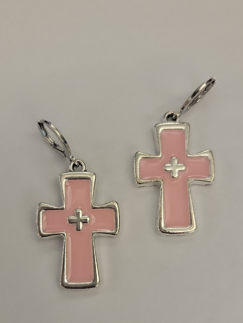 Fashion Jewelry Pink Cross Drop Earrings